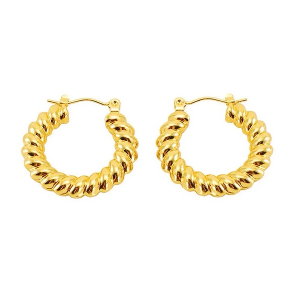 NEW💎18K Gold Twisted Hoop Earrings* - Picture 2 of 4